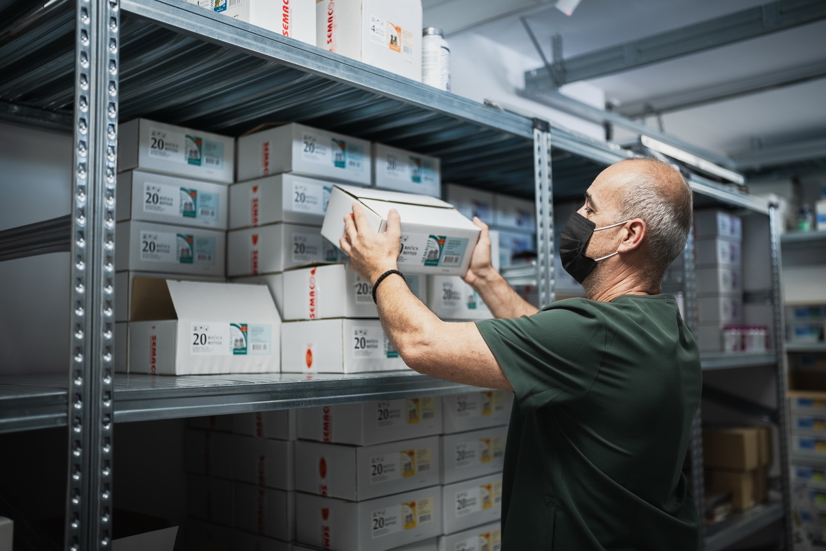 SEMACO employee in the finished goods warehouse